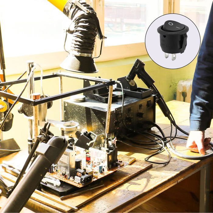 Lot De 5 Interrupteur 12v,Interrupteur Noir Rond,Mini Interrupteur A Bascule ,Bouton On Off,Bouton,Interrupteurs 10 A/125 V 6 A/250 - Bricolage