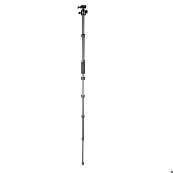 Mantona Trépied Light Traveller Compact Aluminium Avec Tête Rotule, Panorama 360°, Plaque Arca, Pour Photographie De Voyage, Noir-Gris