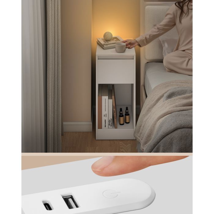 2 Tables De Chevet Avec LED Et Prises USB - Dimensions 50x60x39 Cm, Tiroir Et Compartiment Ouvert - Éclairage RGB Télécommandé, Idéal Petits Espaces - À Monter Soi-même - 8