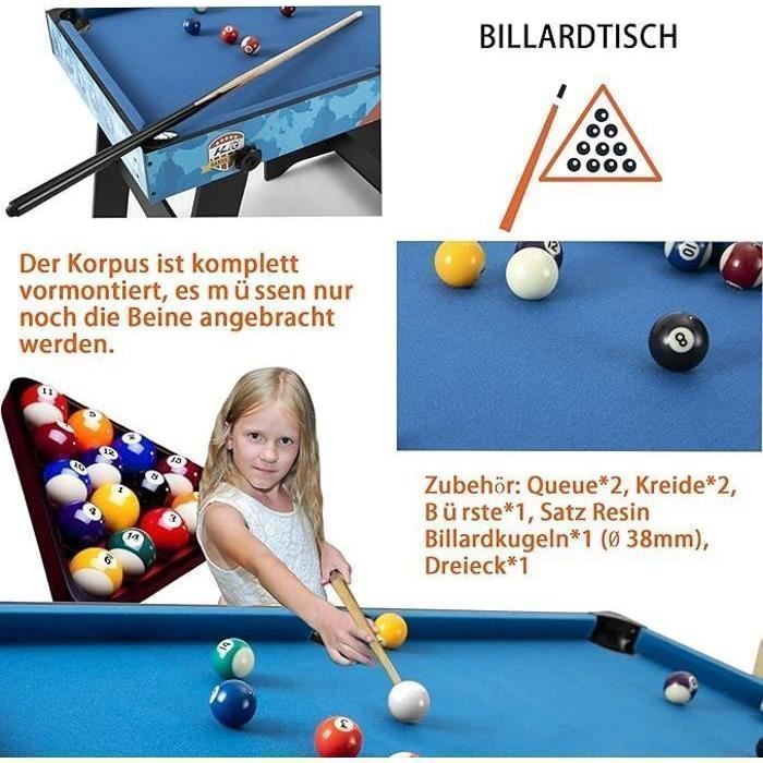 Table De Jeu Pliante 5-en-1 – 122 Cm – Babyfoot, Billard, Air Hockey, Tennis De Table, Basket – Structure MDF – Scoreboard – Pour 2 à 4 Joueurs – Salon, Fête, Loisirs