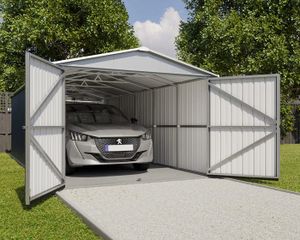 GARAGE YARDMASTER Garage abri métal 22,63 m² - Gris anthracite et alu