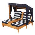 KidKraft - Double chaise longue en bois pour enfant avec auvent - Bleu marine-0