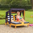 KidKraft - Double chaise longue en bois pour enfant avec auvent - Bleu marine-1