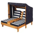 KidKraft - Double chaise longue en bois pour enfant avec auvent - Bleu marine-4