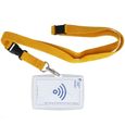 Porte-badge couleur motif moutarde Color Pop - PVC - cordon de sécurité avec détache-rapide - France-0