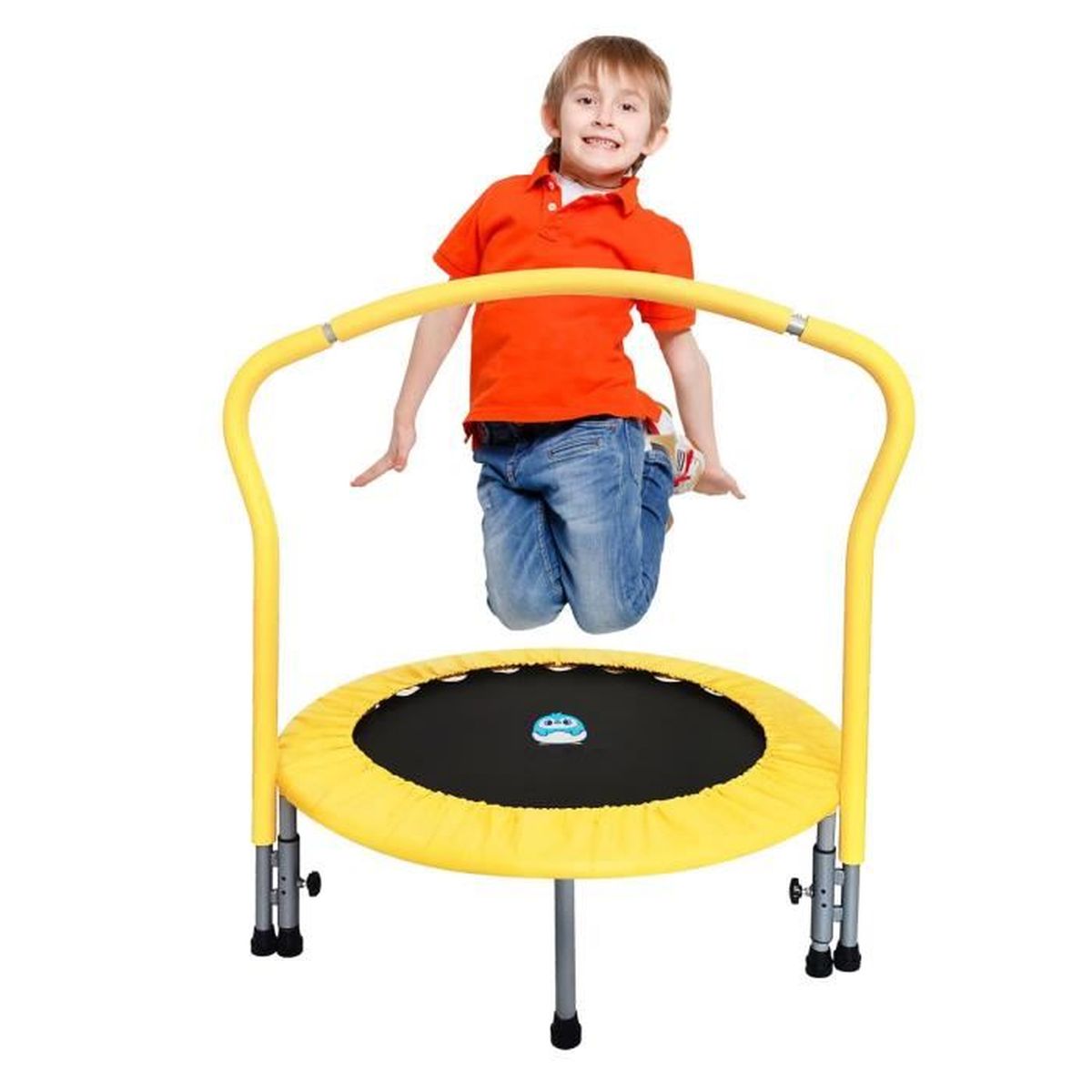 Trampoline De Double Pliable 153x128cm Avec Poignée Réglable Trampoline