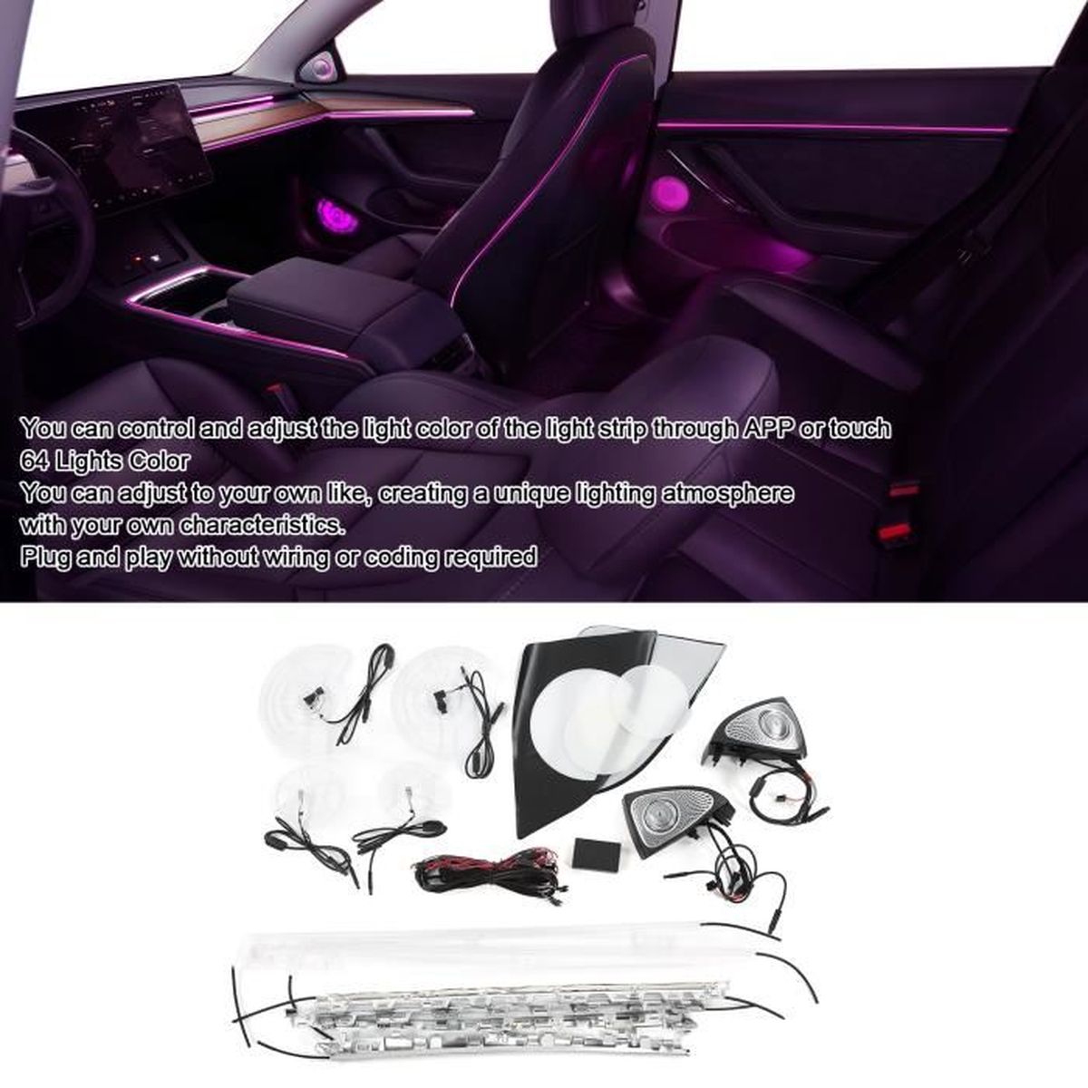 Kit d'éclairage ambiant intérieur de voiture Mises à niveau des kits d
