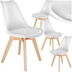Chaises de salle à manger - TECTAKE - Lot de 4 fauteuils repas FRÉDÉRIQUE style scandinave forme ergonomique - Blanc