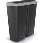 PROSPERPLAST Poubelle à double couvercle Keden Compacta Q DUO 50L Un Compartiment Triage gris clair, noir