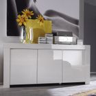 TOUSMESMEUBLES Buffet 3 portes laqué Blanc brillant - PISA - L 162 x l 50 x H 83