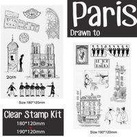 Tampon Scrapbooking 7 Types Clear Stamps Journaling Paris New York Japan Vintage Scrapbook- 2 Paris Clear Stamp