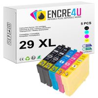 29XL ENCRE4U - Lot de 5 cartouches d'encre compatibles avec EPSON 29 T29 XL T29XL ( Fraise ) : 2 Noir + 1 Cyan + 1 Magenta + 1 Jaune