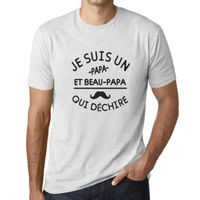 Homme Tee-Shirt Je Suis Un Papa Et Beau Papa Qui Déchire T-Shirt Vintage Blanc