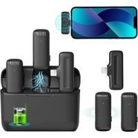 Micro Cravate iPhone,Micro Cravate sans Fils Lightning,Plug & Play,  Réduction du Bruit,Micro Cravate Wireless pour TikTok Vlog,Noir