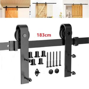 PORTE COULISSANTE 1.83M Tringle Rail Porte Coulissante Suspendu Système de Voie Roue de Poulie de Rail de Porte Suspendu Modèle A