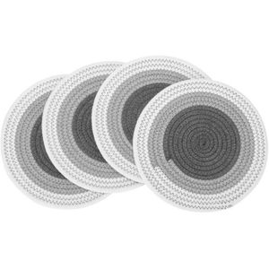 Lot de 4 sets de table en feutre gris fonc/é rond