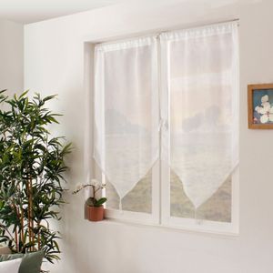 Paire De Voilages à Passants Berry Taupe 60x90cm - Voile Sablé Brodé, Léger, Pour Ambiance Douce Et Lumineuse