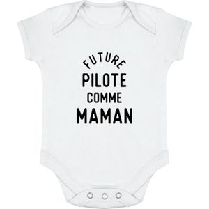 BODY body bébé | Cadeau imprimé en France | 100% coton | Future pilote comme maman