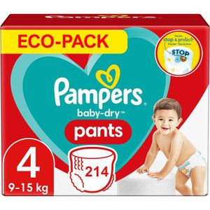 COUCHE PAMPERS PANTS TAILLE 4 214 COUCHES BABY-DRY COUCHES-CULOTTES (9-15 KG)