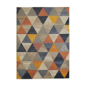 TAPIS DE COULOIR RAMINE - Tapis effet laineux motif triangle multicolore 133 x 170 cm