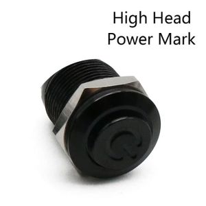 INTERRUPTEUR 12 Black High Power-3-6V-Red LED-Momentary -Interrupteur à bouton poussoir en métal,12mm,noir,alumine,tête haute,étanche,verro