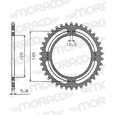 Couronne Moto Acier Esjot 32 Dents PAS 428 Noir - 50-15057-32 - 50