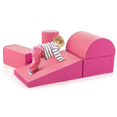 YULEYU Parcours motricité bébé – 5 pièces Soft Play Corner Climber, Blocs de Construction Souples Géants en Mousse, Jouets d'escalade Éducatifs pour Bébé 1 Ans+, Design Lavable (Couleur