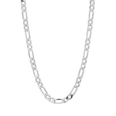 Chaîne En Argent Massif 925 Maille Figaro 1+1 - Largeur 6mm, Rhodié - Pour Homme, Neuve Avec étiquettes