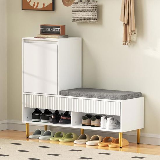 Meuble d'Entrée avec Siège Banc à Chaussures Étagère à Chaussures Meuble d'Entrée avec Siège Banc à Chaussures Étagère à Chaussures