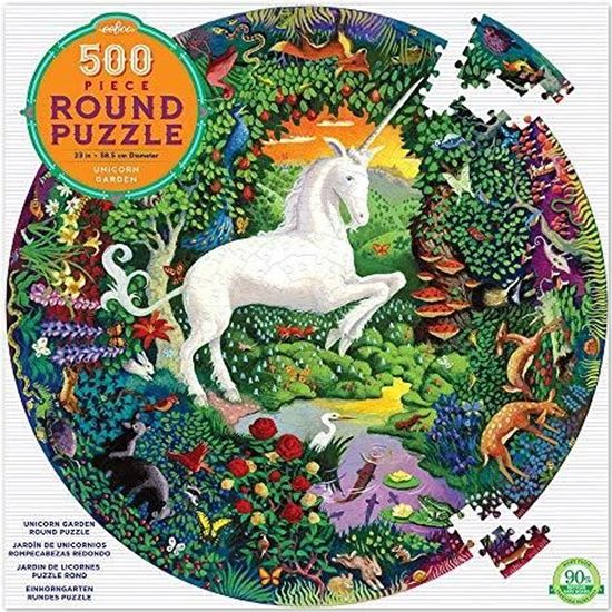 eeBoo - Puzzle 500 pièces rond - le jardin de la licorne PZFUNG