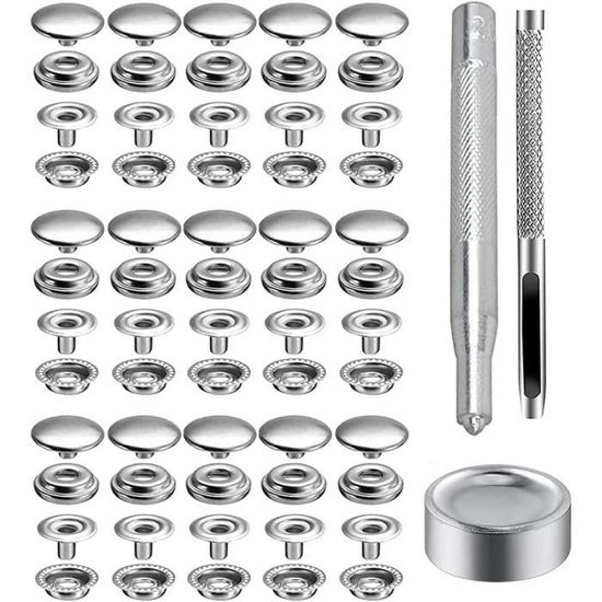 Lot De 30 Boutons-Pression En Acier Inoxydable 15mm FRUHLING - Pour Bâches, Tentes, Meubles