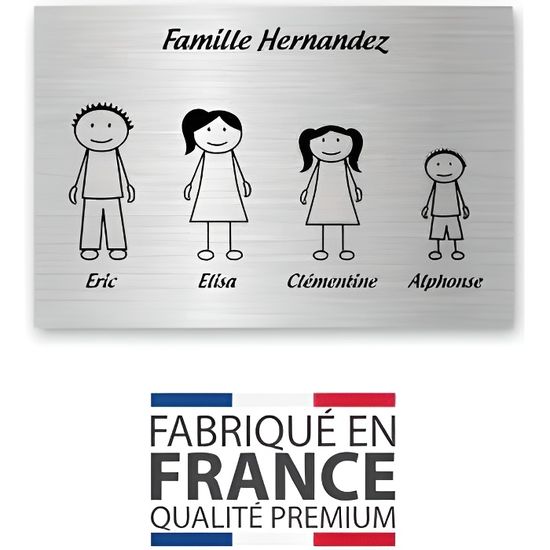 Couleur blanche/noire Format 12x8 cm Plaque de maison Family personnalisée avec 3 membres pour boite aux lettres 