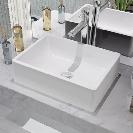 #NEW#1683Classique Lavabo de salle de bain Vasque à Poser Moderne Haut de gamme - Lavabo à trou Lave-Mains Céramique Blanc 41 x 30 x