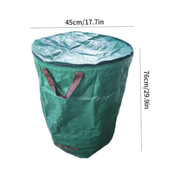 Lot De 2 Sacs Jardin 120L Avec Couvercle Zippé & Poignées – Sacs Déchets Verts Réutilisables Autoportants