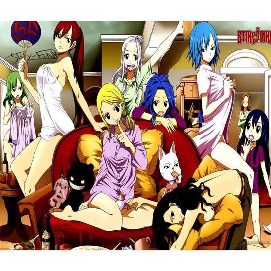 Poster Affiche Fairy Tail Pyjama Party Avec Les Filles(36x42cmB)