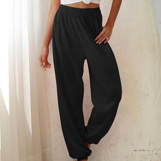 Pantalon Jogging Femme - Kaki - Large En Coton Et Lin - Taille Élastique - Collection Printemps Pantalon Jogging Femme - Kaki - Large En Coton Et Lin - Taille Élastique - Collection Printemps