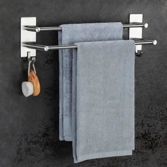Porte-Serviettes Mural Adhésif WEISSENSTEIN - Inox - Sans Perçage - 45 Cm