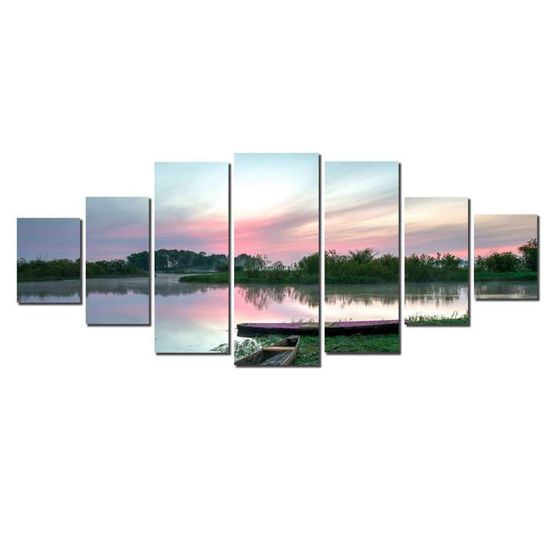 Impression sur Toile Paysage Rose Arbre et Feuilles - Tableau Abstrait