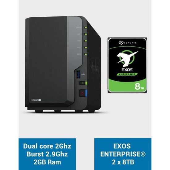 SERVEUR NAS 2 BAIES DDR4 2Go RAM - Achat/Vente SYNOLOGY DS723+