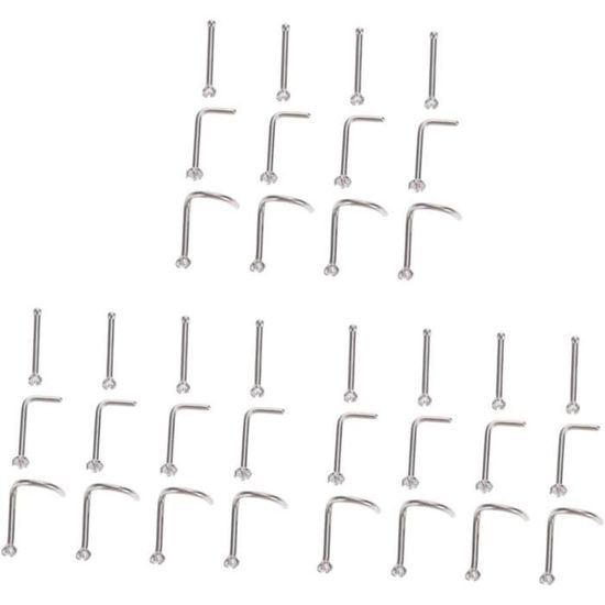 Funseer 18G 20G Piercing Nez 12 Pièces 0,8mm Anneaux Goujons Lot Acier