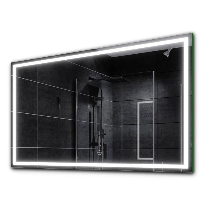 Miroir De Salle De Bain LED Rectangulaire 180x80 Cm - Éclairage LED 3 Couleurs (Blanc Chaud/Neutre/Froid) - Option Horloge/Station Météo/Bluetooth - 3