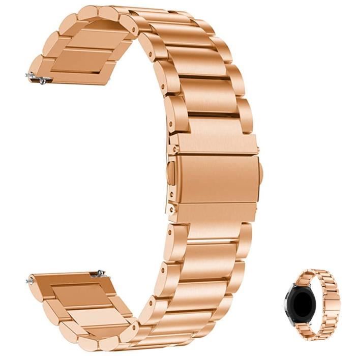 22mm Acier Inoxydable Bracelet Compatible avec Samsung Gear S3 Classic/Frontier,Huawei Watch GT 2 - Or Rose