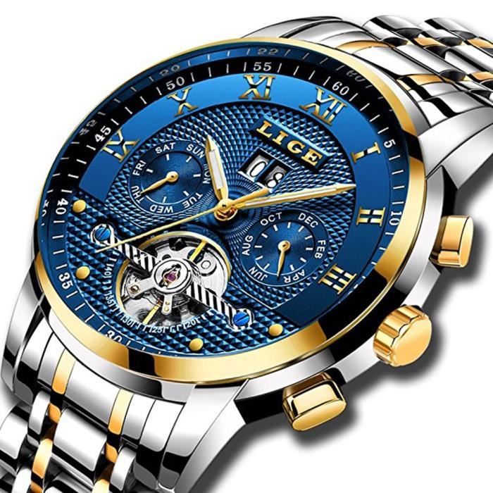 Montres Automatique Hommes Étanche Acier Inoxydable Mécanique Montre Hommes LIGE Luxueux Mode Occasionnel Exercice Squelette Tour