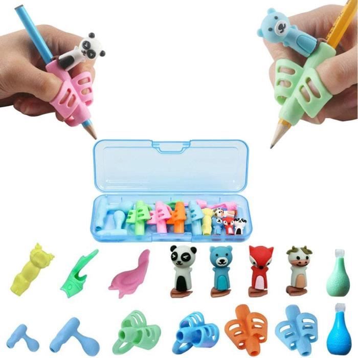 Pencil Grips,Guide Doigt Enfant, Aide écriture - Lot de 15 guide-doigts au design ergonomique Pencil Grips Pour Enfants Étudiants(Bl