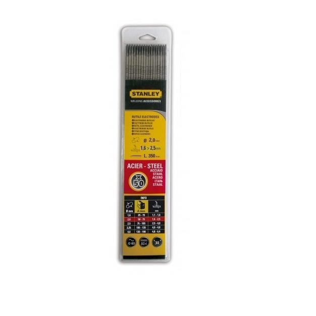STANLEY 460825 Lot de 50 électrodes rutiles acier - Ø 2,5 mm - L 350 mm - Baguettes de soudure