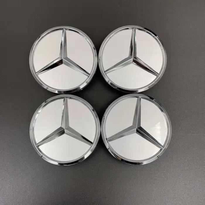 4 x centres de roue Argent Trident 75mm Mercedes Benz ABS cache moyeu emblème logo
