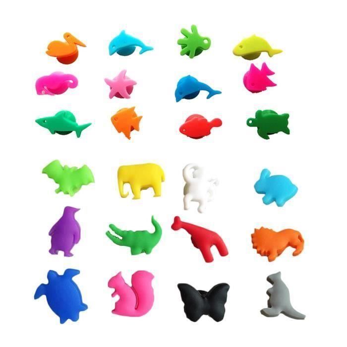 24 pcs Marqueur De Verre À Vin Silicone Réutilisable Animaux La Mer Et Des Terrestres Boissons BOUCHON BOUTEILLE - BOUCHON DOSEUR
