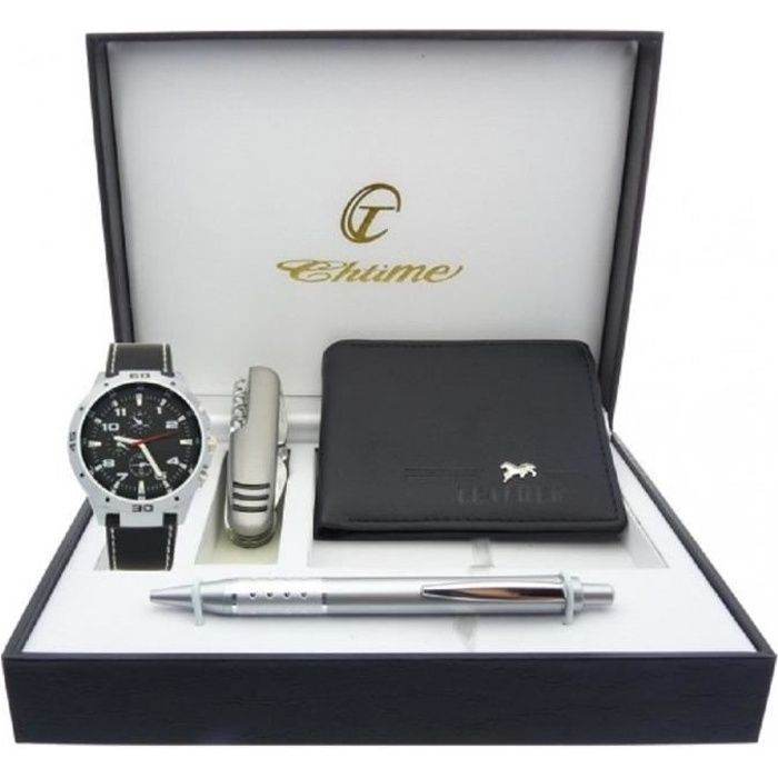 coffret cadeau montre Homme avec couteau multifonction , portefeuilles et stylo