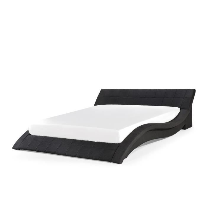 Beliani - Lit design en tissu double 180x200 cm noir VICHY