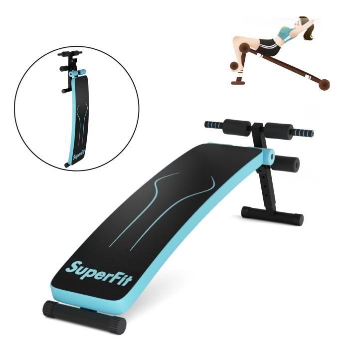 COSTWAY Banc de Musculation Inclinable 4 Hauteurs Pliable avec 4 Rouleaux de Rembourrage en Mousse Charge 200 kg pour Fitness